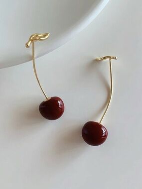 NEW Minimalist Cherry Statement Earrings - Niche Design